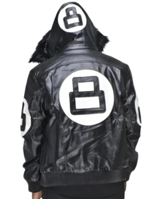 8 Ball David Puddy Black Leather Bomber Jacket