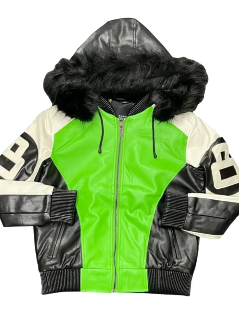 8 Ball Lime Jacket with Fur Hood