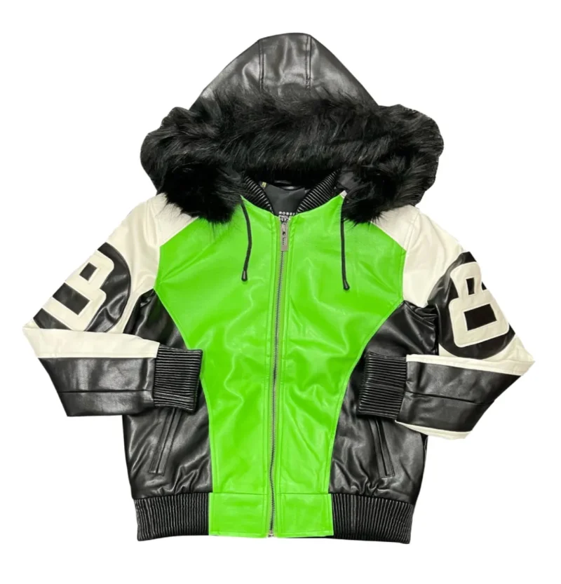 8 Ball Lime Jacket with Fur Hood