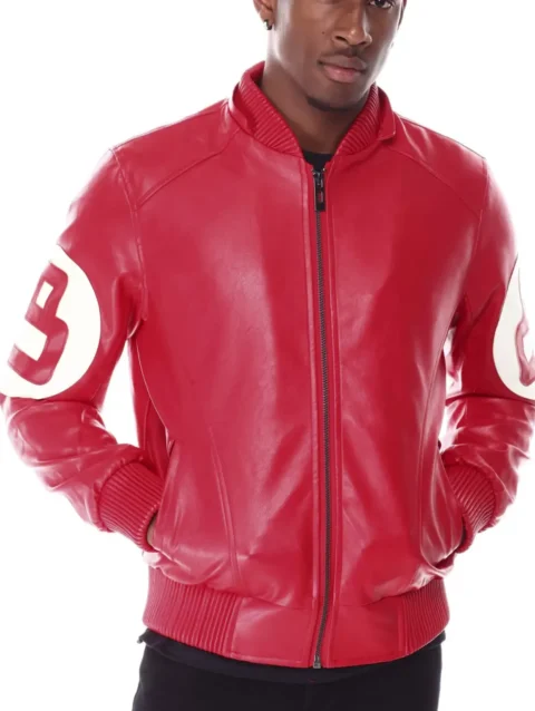 8 Ball Red Hooded Leather Jacket