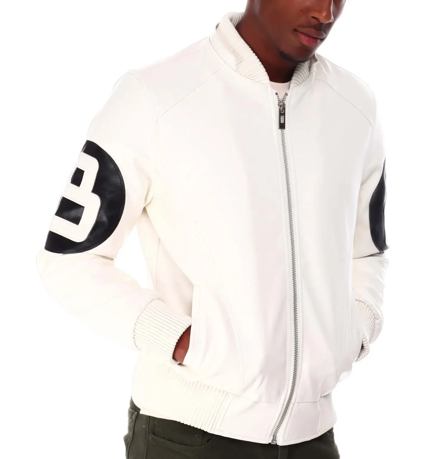 8 Ball White Hooded Leather Jacket