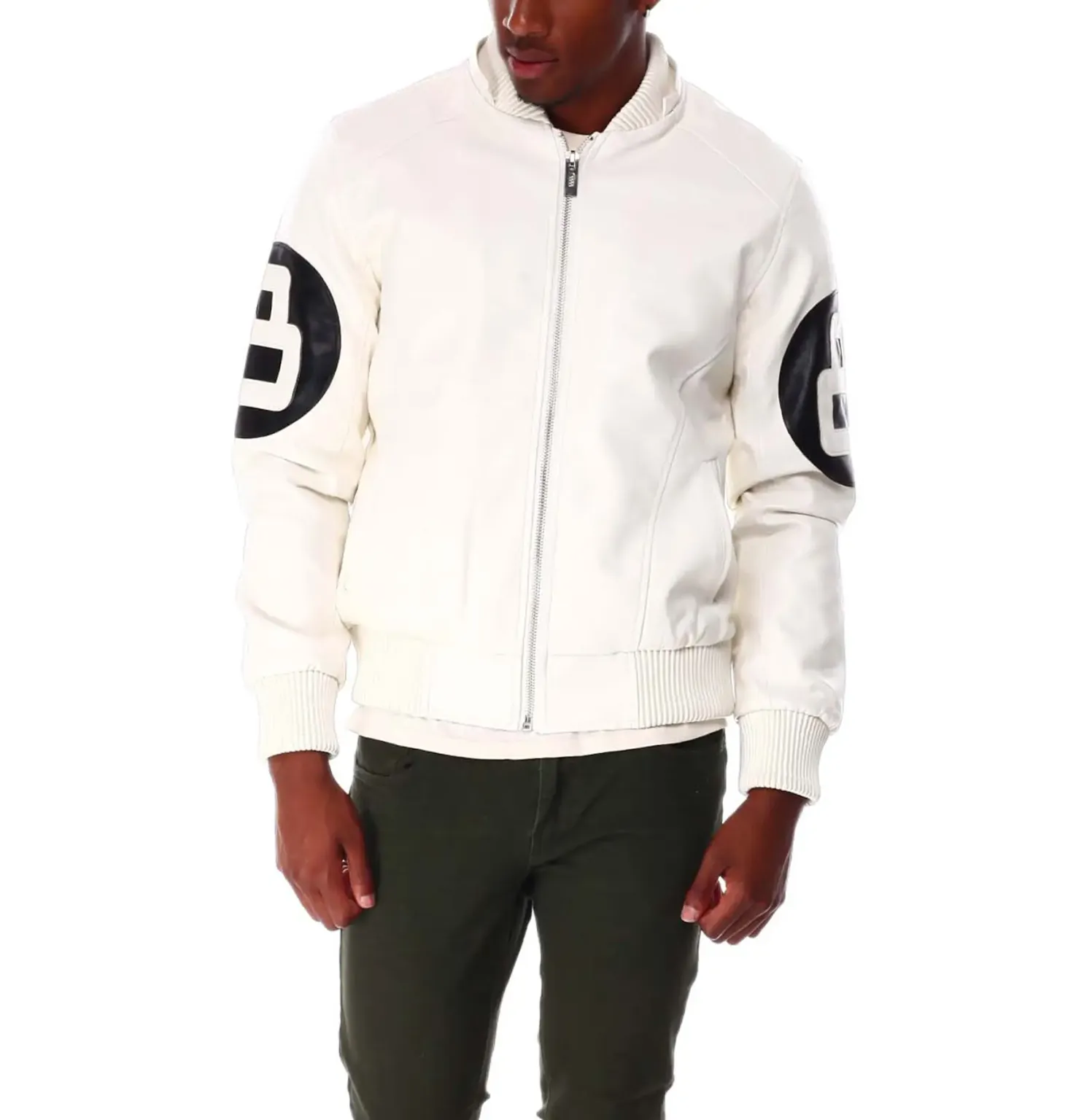 8 Ball White Hooded Leather Jacket