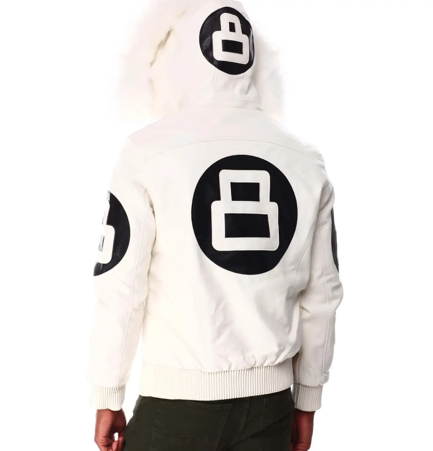 8 Ball White Hooded Leather Jacket