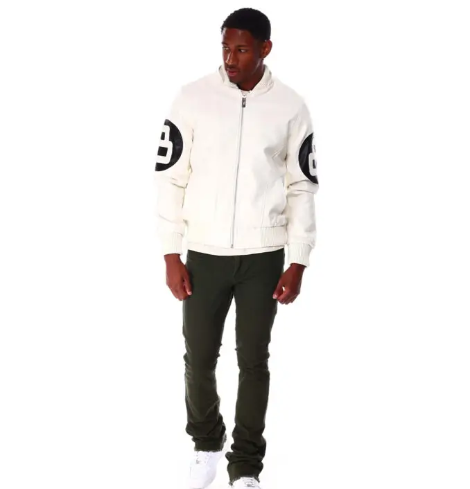 8 Ball White Hooded Leather Jacket