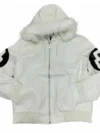 8 Ball White Leather Bomber Jacket