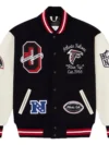 Atlanta Falcons X OVO Wool & Leather Black White Varsity Jacket