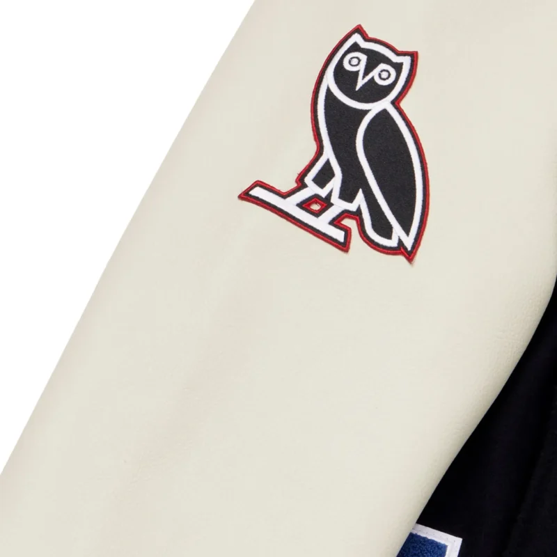 Atlanta Falcons X OVO Wool & Leather Black White Varsity Jacket