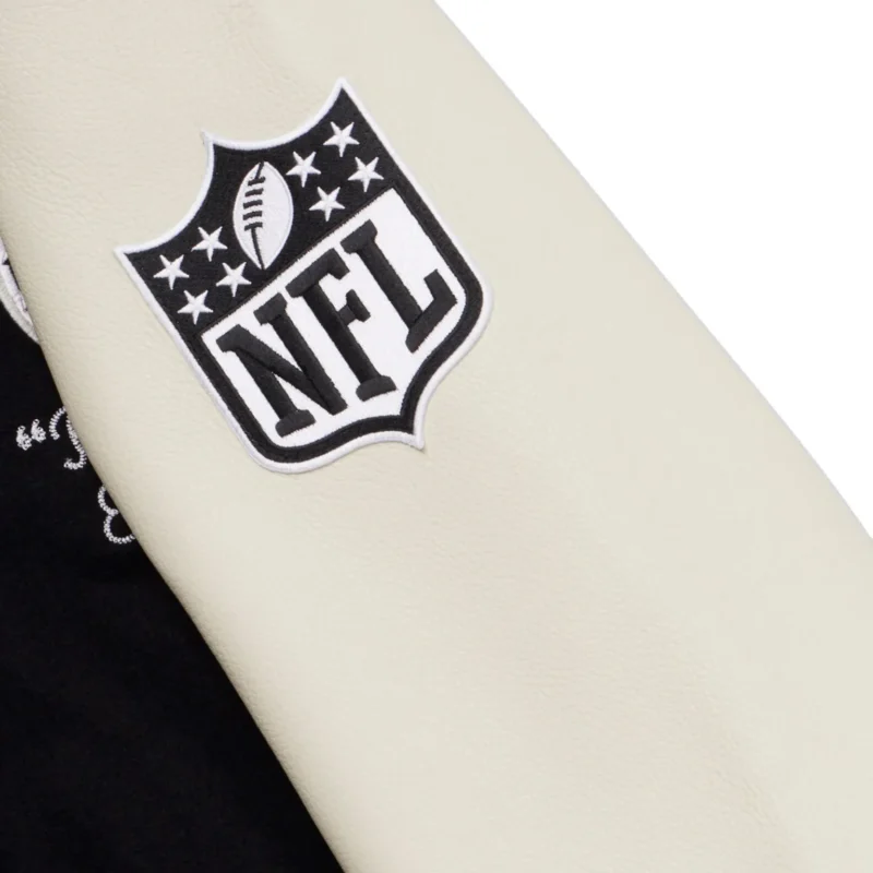 Atlanta Falcons X OVO Wool & Leather Black White Varsity Jacket