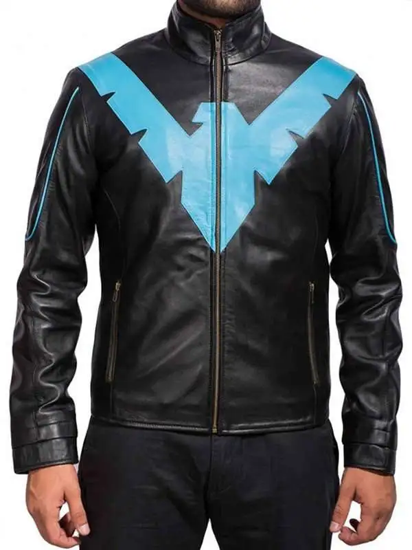 Batman Arkham Knight Nightwing Black Jacket Leather