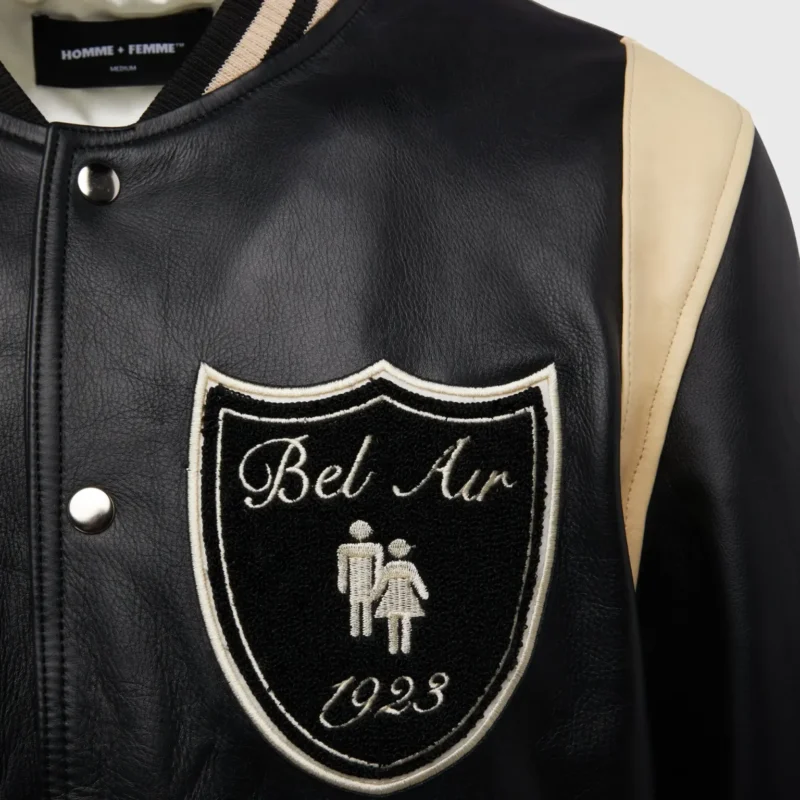 Bel-Air Homme+Femme Leather Black Varsity Jacket