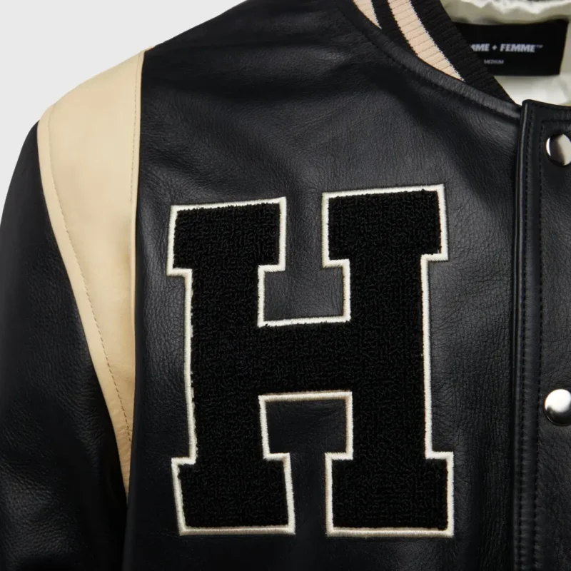 Bel-Air Homme+Femme Leather Black Varsity Jacket