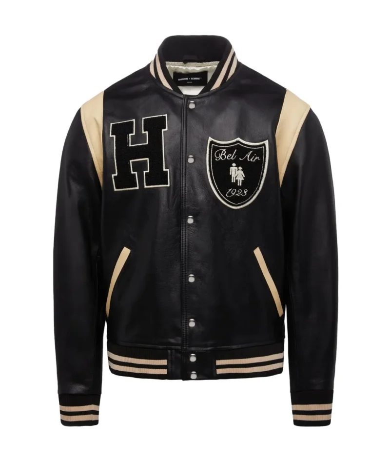 Bel-Air Homme+Femme Leather Black Varsity Jacket