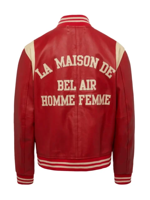 Bel-Air Homme+Femme Leather Red Varsity Jacket