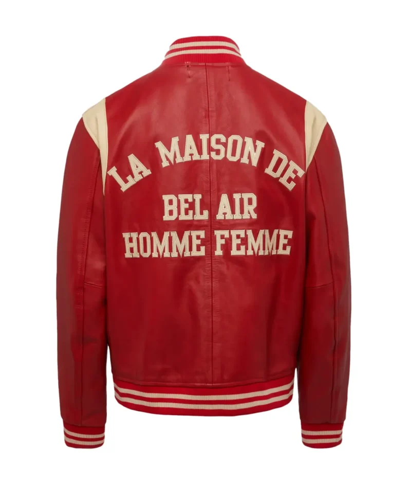 Bel-Air Homme+Femme Leather Red Varsity Jacket