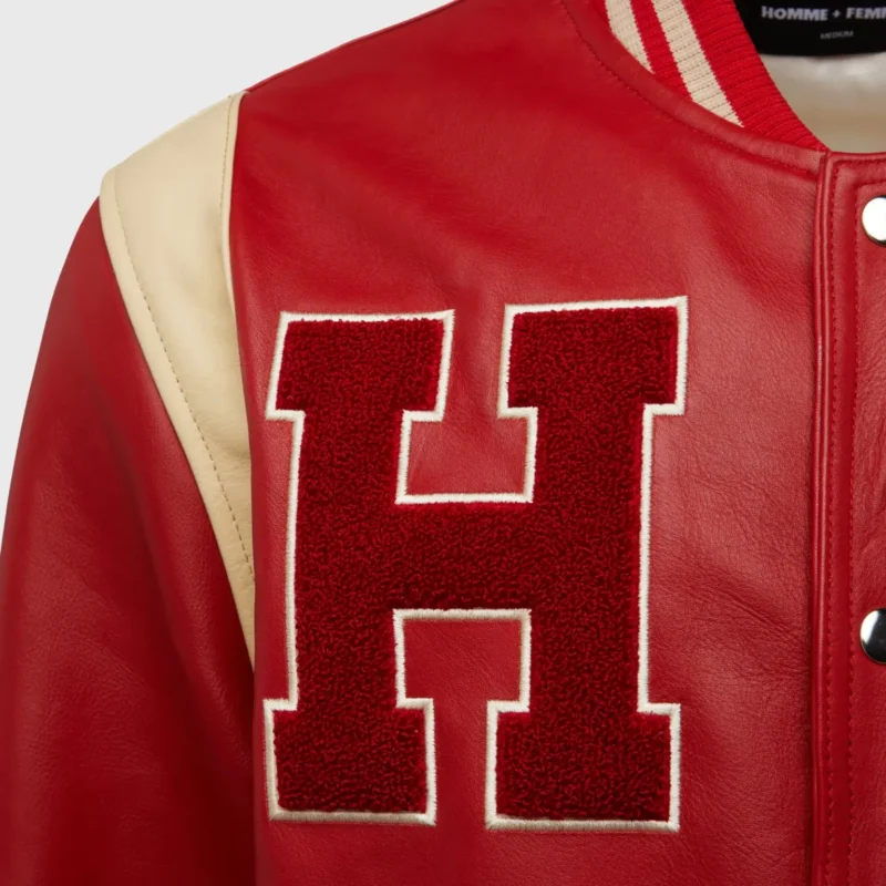 Bel-Air Homme+Femme Leather Red Varsity Jacket