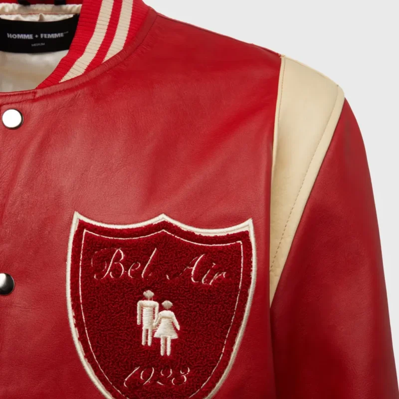 Bel-Air Homme+Femme Leather Red Varsity Jacket