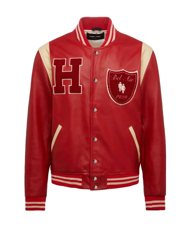 Bel-Air Homme+Femme Leather Red Varsity Jacket