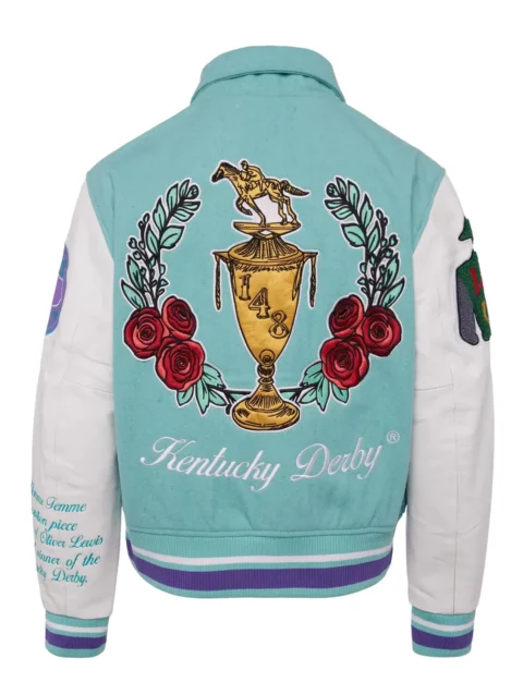 Bel-Air Homme+Femme Leather Sky Blue & White Varsity Jacket