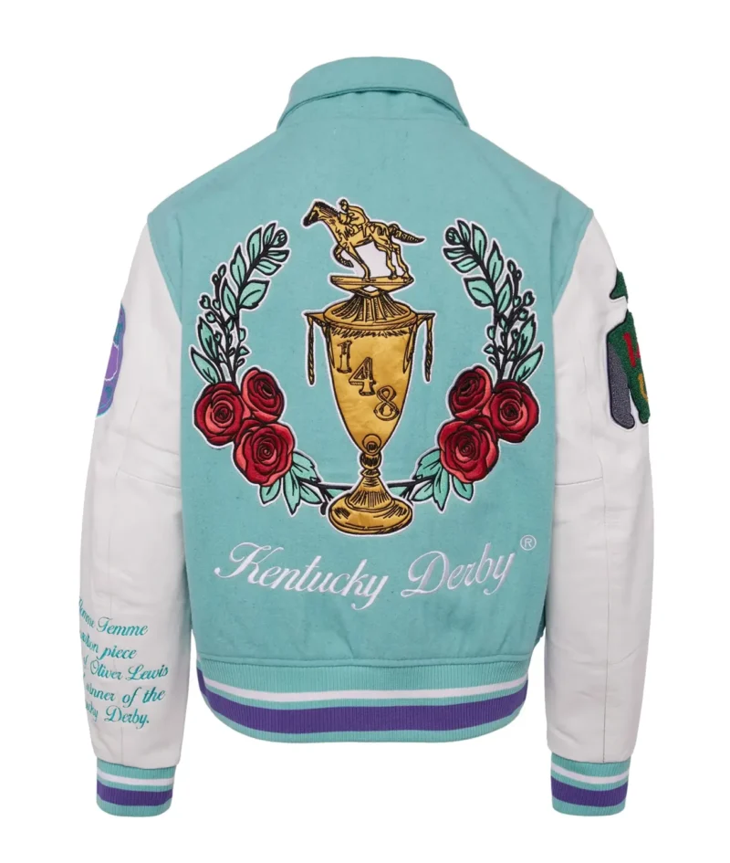 Bel-Air Homme+Femme Leather Sky Blue & White Varsity Jacket