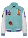 Bel-Air Homme+Femme Leather Sky Blue & White Varsity Jacket