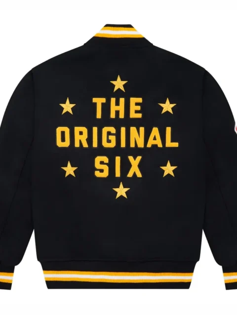 Boston Bruins OVO x NHL Black Full-Snap Varsity Jacket
