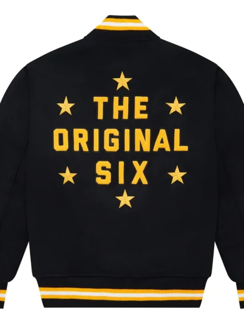 Boston Bruins OVO x NHL Black Full-Snap Varsity Jacket