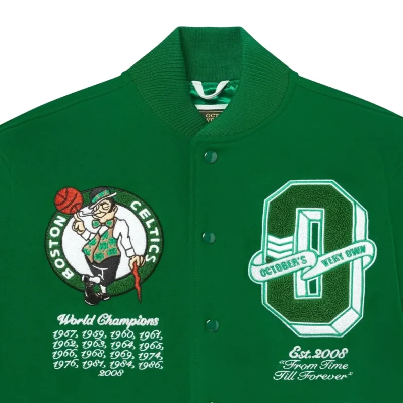 Boston Celtics OVO X Wool Varsity Jacket Green