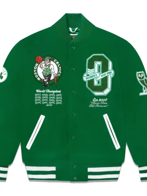 Boston Celtics OVO X Wool Varsity Jacket Green