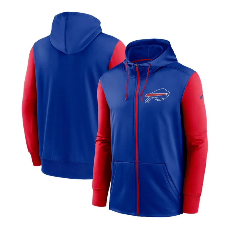 Buffalo Bills Nike Therma Full Zip Hoodie Blue - Image 2