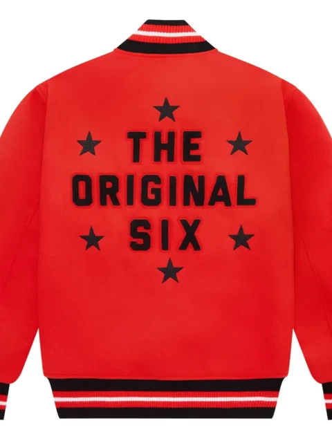 Chicago Blackhawks OVO x NHL Red Full-Snap Wool Varsity Jacket