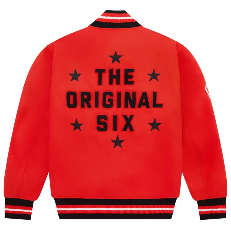 Chicago Blackhawks OVO x NHL Red Full-Snap Wool Varsity Jacket