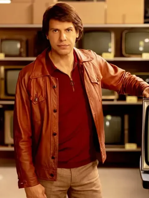 Class Act S01 Bernard Tapie Brown Leather Jacket