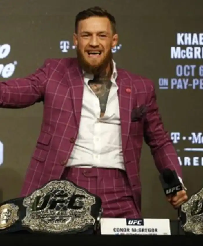 Conor Mc Gregor Khabib Face Off Checked Suit - Image 2