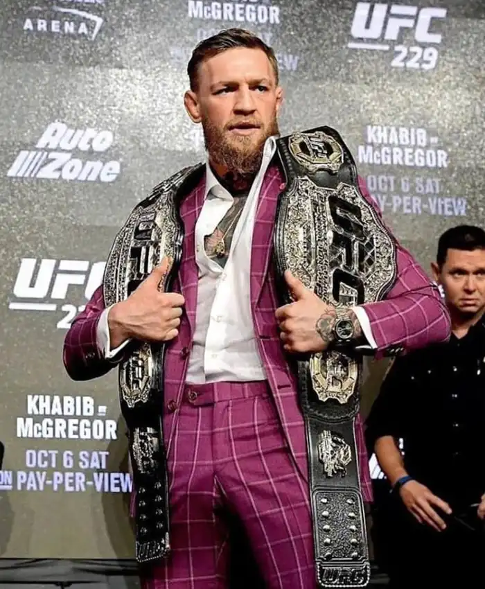Conor Mc Gregor Khabib Face Off Checked Suit