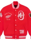 Detroit Red Wings OVO x NHL Red Full-Snap Wool Varsity Jacket