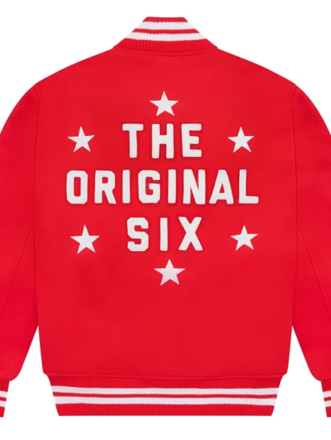 Detroit Red Wings OVO x NHL Red Full-Snap Wool Varsity Jacket