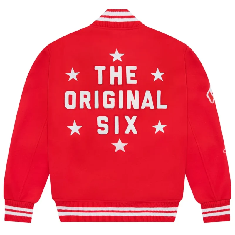 Detroit Red Wings OVO x NHL Red Full-Snap Wool Varsity Jacket