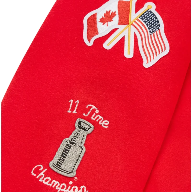 Detroit Red Wings OVO x NHL Red Full-Snap Wool Varsity Jacket