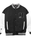 Homme Vancouver Logo Black & White Wool & Leather Varsity Jacket