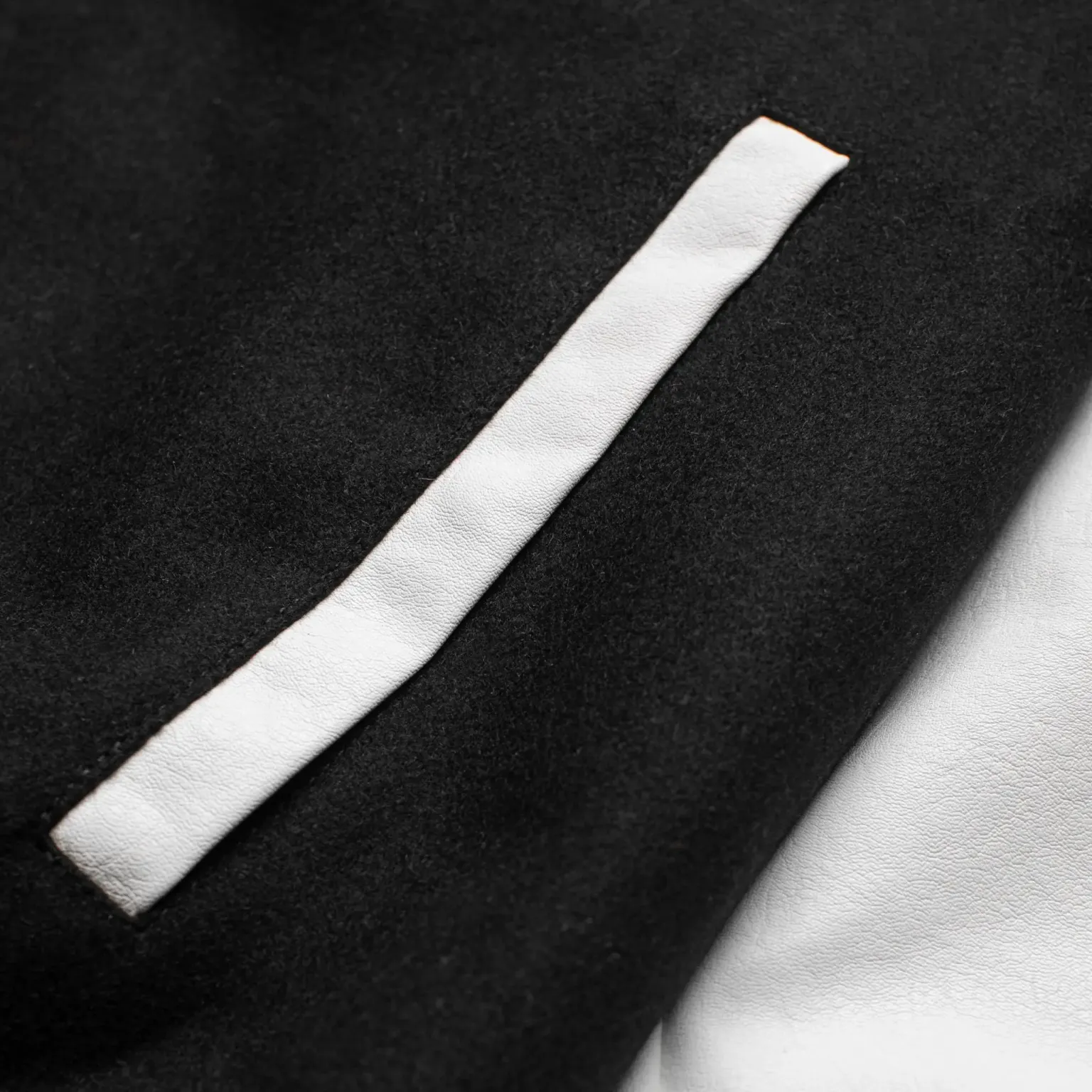 Homme Vancouver Logo Black & White Wool & Leather Varsity Jacket