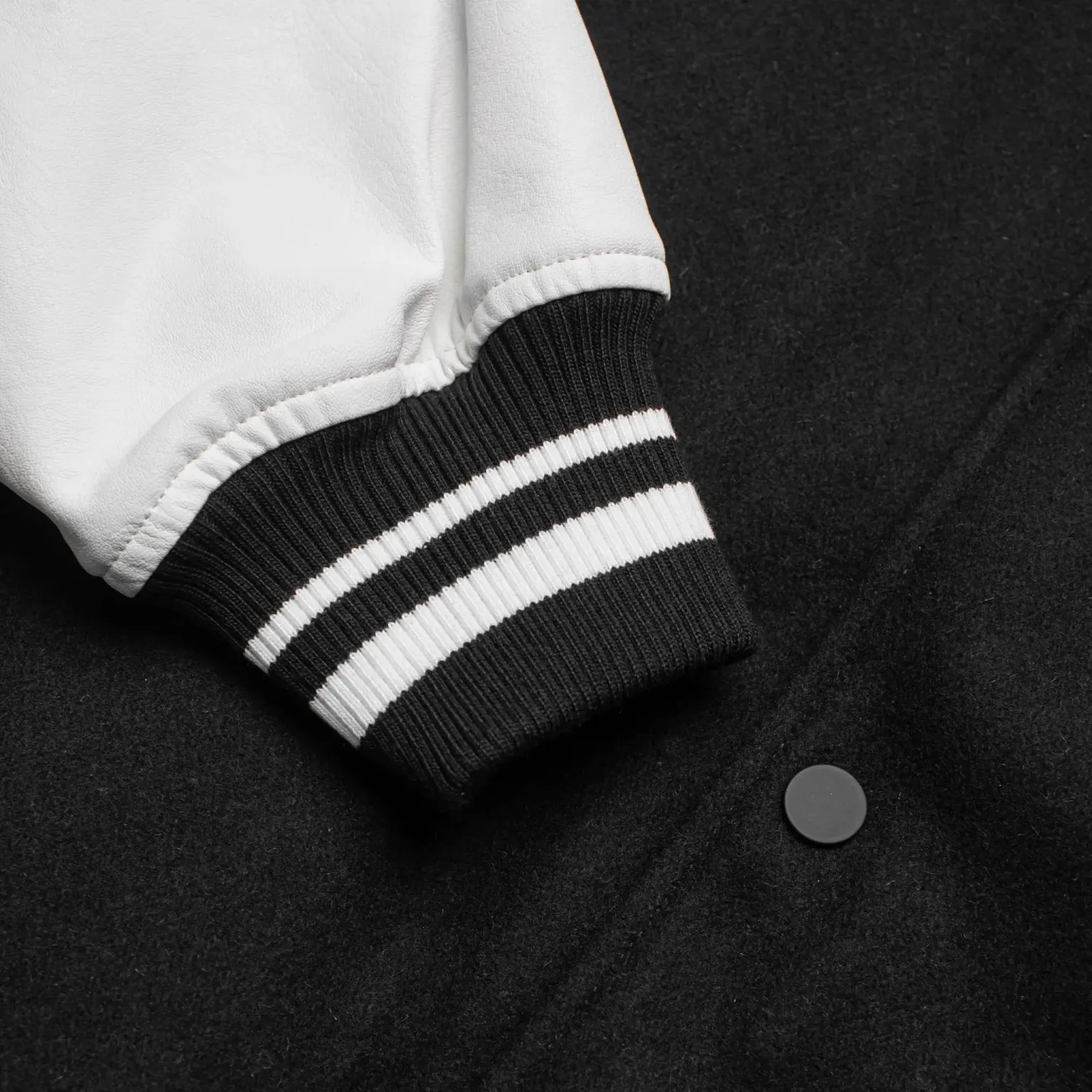 Homme Vancouver Logo Black & White Wool & Leather Varsity Jacket