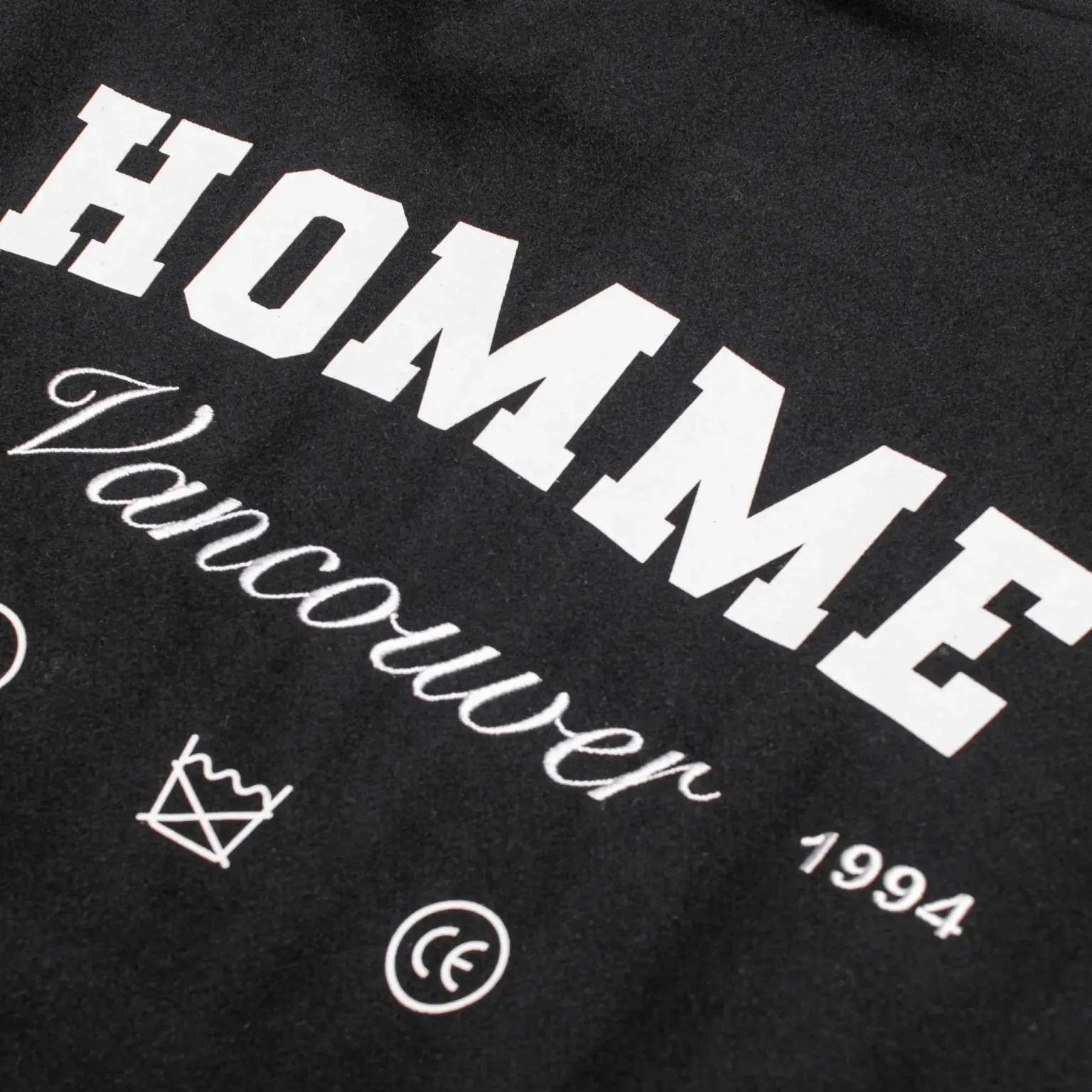 Homme Vancouver Logo Black & White Wool & Leather Varsity Jacket