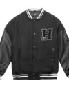 Homme Vancouver Logo Black Wool & Leather Varsity Jacket