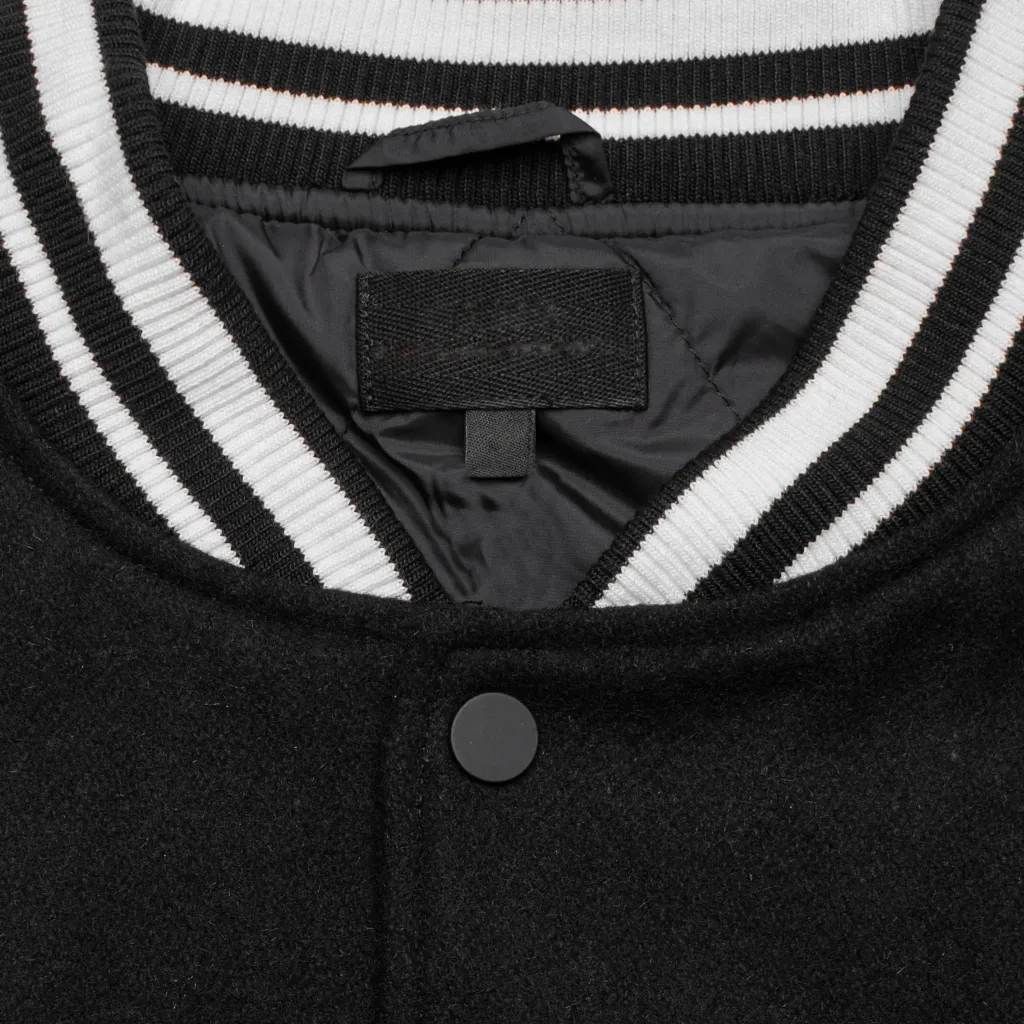 Homme Vancouver Logo Black Wool & Leather Varsity Jacket