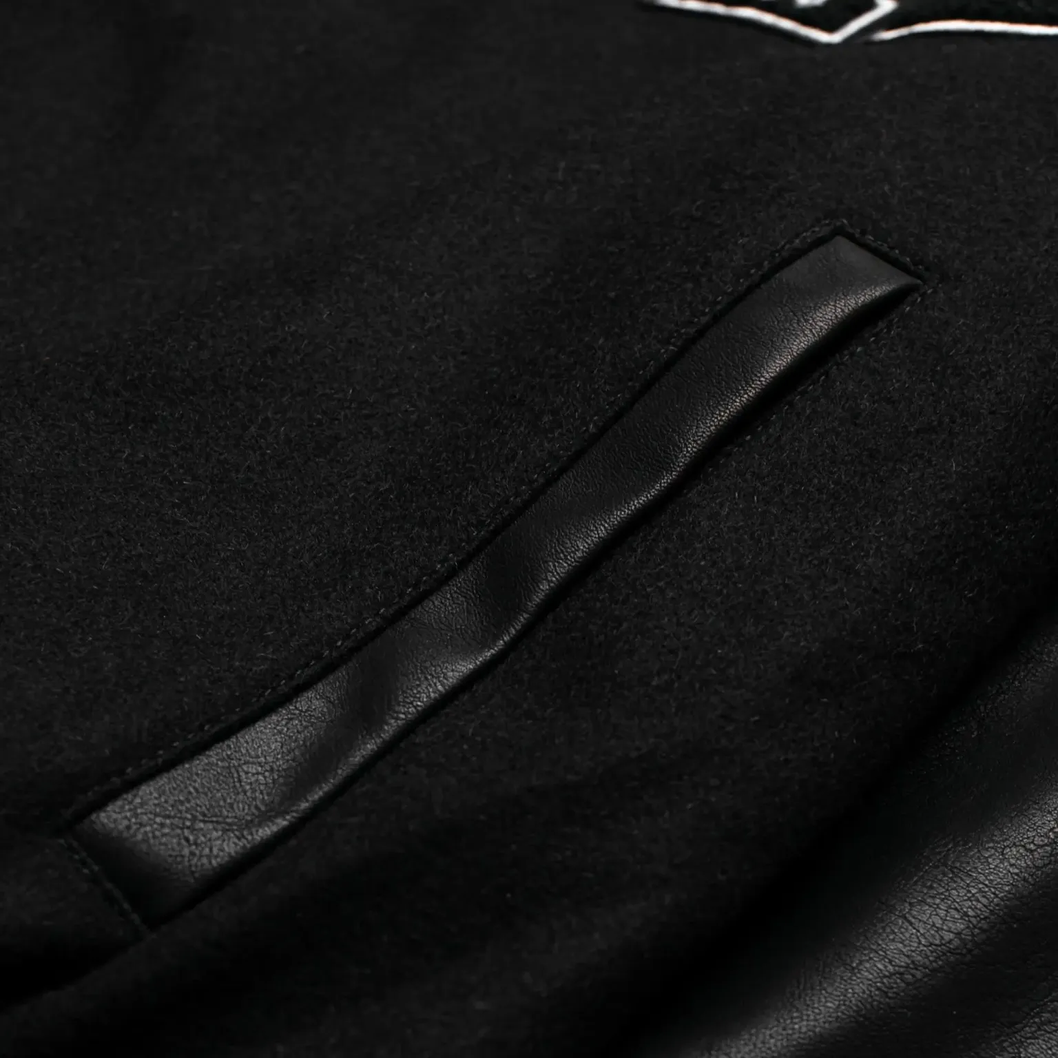 Homme Vancouver Logo Black Wool & Leather Varsity Jacket