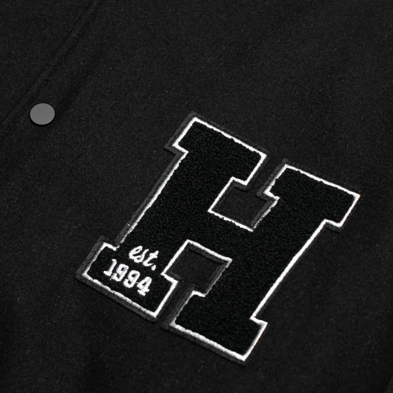 Homme Vancouver Logo Black Wool & Leather Varsity Jacket