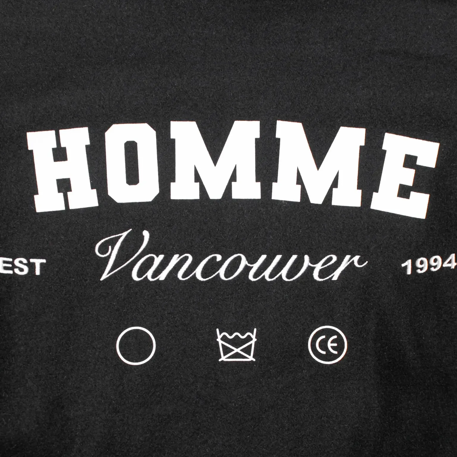 Homme Vancouver Logo Black Wool & Leather Varsity Jacket