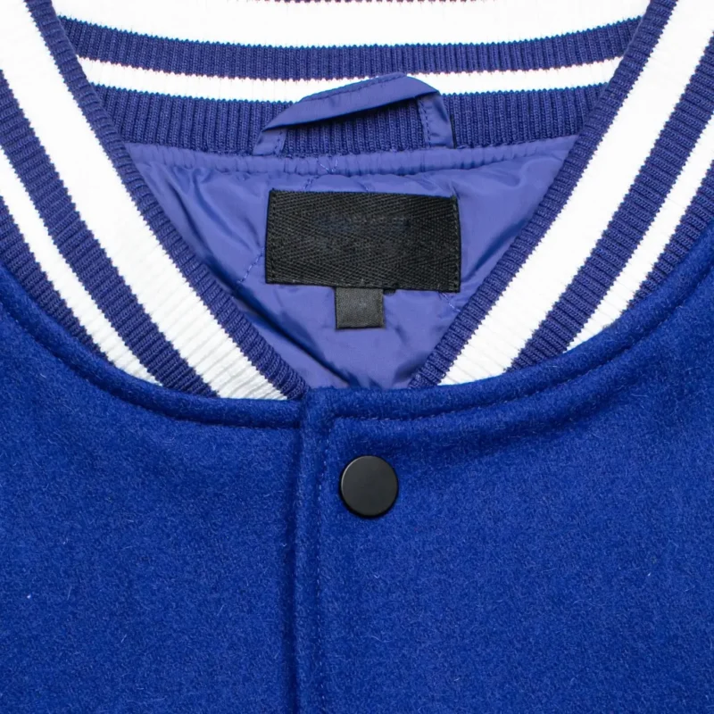 Homme Vancouver Logo Blue & White Wool & Leather Varsity Jacket