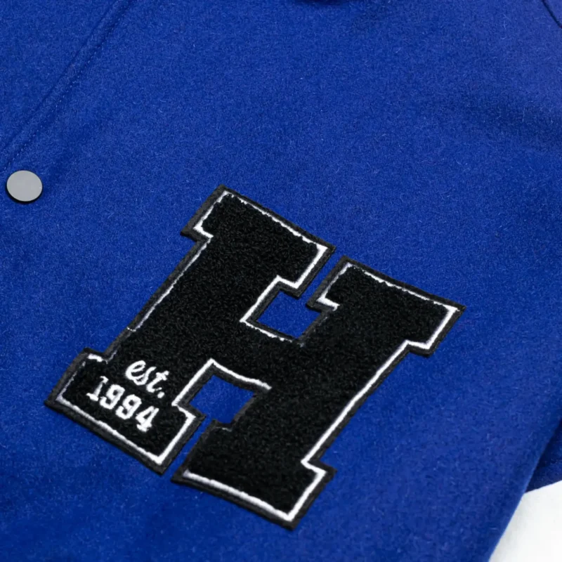 Homme Vancouver Logo Blue & White Wool & Leather Varsity Jacket