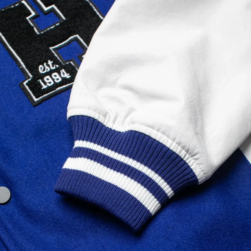 Homme Vancouver Logo Blue & White Wool & Leather Varsity Jacket